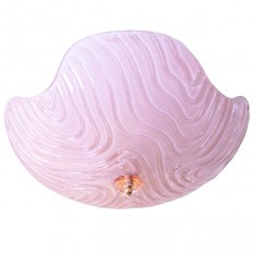Wave textured pink glass flush mount fixture 